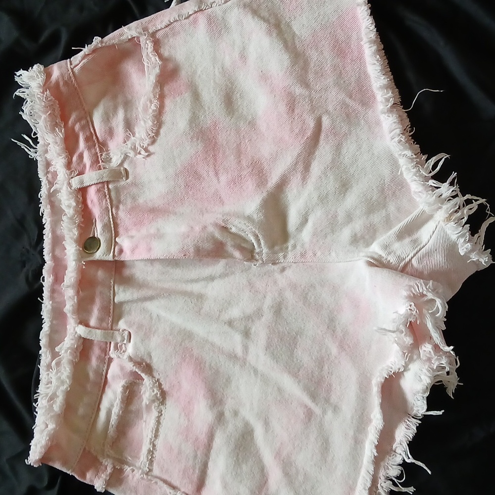 Pink Tye Dye Frayed Shorts